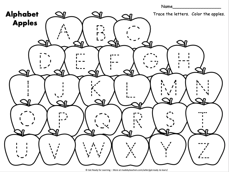 Alphabet Worksheets Apple Clipart Black And White