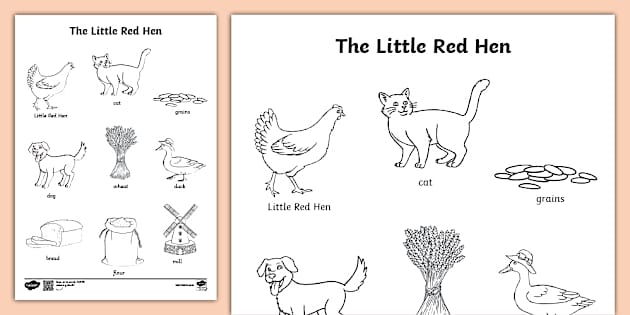Little Red Hen Coloring Pages Trace Letters Little Red Hen